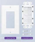 Brush Wall Plate Cable Pass Through In Wall Cable Management Single Gang Decorator Wall Cover For Low Voltage Cables White 2 Pack
