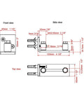 Technical diagram of Stainless Steel Sliding Door Guides Floor Mount With Adjustable Rollers, dimensions labeled.