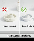 Replacement Dishwasher Roller And Bracket Kit Four Pack For Smooth Gliding Easy Install with new and worn rollers comparison.
