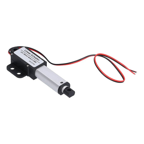 12V DC Linear Actuator With 30mm Stroke Mini T Screw Electric Actuator Built In Limit Switch, metal housing, wires visible