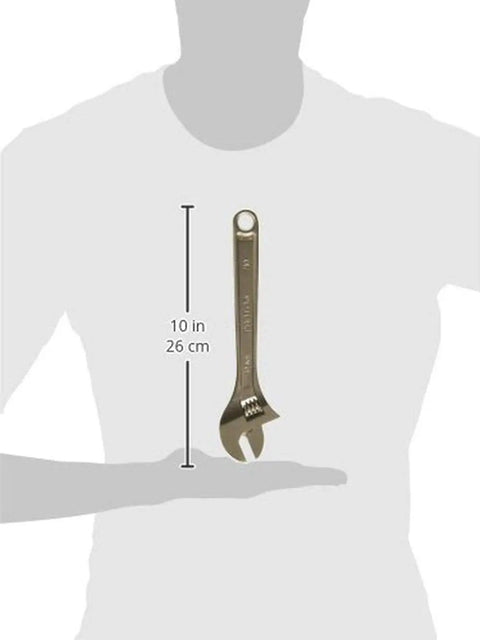 10 Inch Satin Adjustable Wrench With Extra Wide Jaw For Big Grips Square Jaw For Solid Fit Rugged I Beam Handle And Radius Corner Design