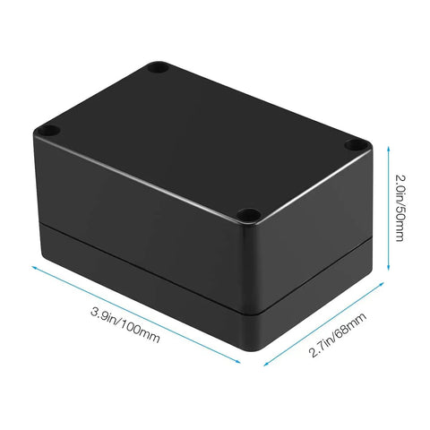 Front view of Two Pack Waterproof ABS Project Box Enclosure IP65 Plastic Junction Case for Electronics 3.94 by 2.68 by 1.97 inch.