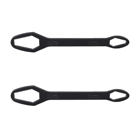 Double End Self Tightening Wrench Set For 8 To 22mm 2 Piece Handy Tool Kit For Quick Nut Gripping No Slip Clamp Easy Home Repair Durable Black Finish