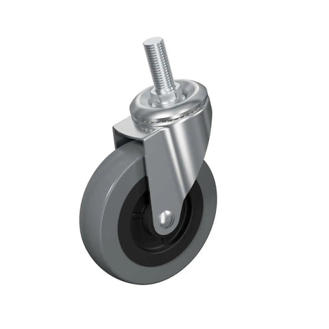Heavy Duty 3 Inch Replacement Swivel Caster Wheels 6 Pack Low Profile Chrome Finish Steel Axle 150 Lbs Load Capacity On Carts Furniture And Tool Stands Sweet Deal Smooth Action Rock Solid Build gray TPE wheel with chrome steel axle