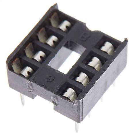 Close-up of socket adapter from 10 Pack MCP602 I P Dual Op Amp IC In DIP 8 With Socket Adapter for easy prototyping in DIY circuits.