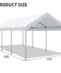 12x20 Carport Replacement Canopy Cover With Edge White Top Shelter For Carport Frame Not Included Ball Bungees Included