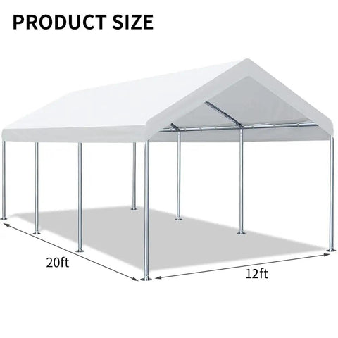 12x20 Carport Replacement Canopy Cover With Edge White Top Shelter For Carport Frame Not Included Ball Bungees Included