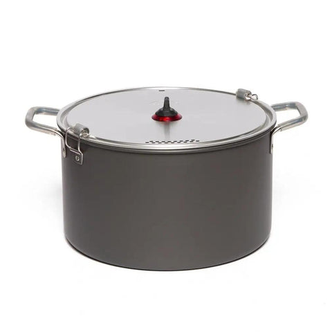 Group Camping Cook Set For Four Plus With Dual Handle 5.3L Hard Anodized Pot And 3.2L Nonstick Sauce Pan Including Strainer Lids