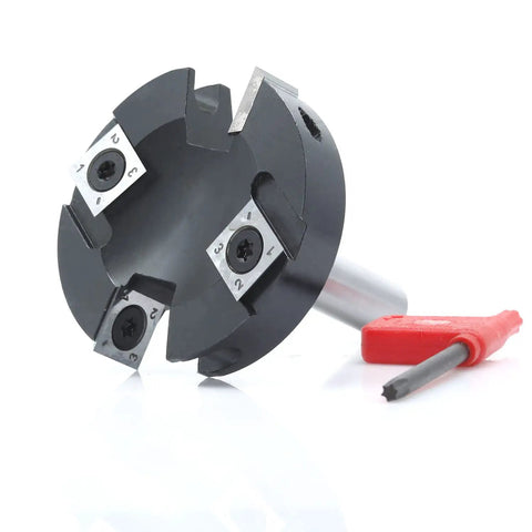 Heavy Duty CNC Spoilboard Surfacing Router Bit With One Half Inch Shank And Two And A Half Inch Cut Diameter Four Carbide Inserts
