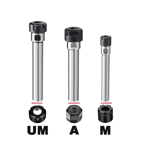 Sturdy ER Extension Rod For C8 To C32 Chucks With Ultra Precision And Low Runout For CNC Milling Machines in three sizes with nuts.