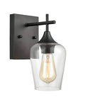Dope Matte Black Industrial Wall Sconce With Clear Glass Shade, Modern Vanity Light For Bathroom Hallway Or Kitchen, 1 Light Fixture