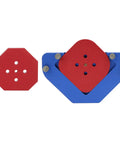 Heavy Duty Aluminum Alloy Router Template With Round Arc Positioning And Angle Guide Built Damn Tough For Woodworking, red and blue design.