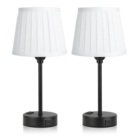 Two Pack Turquoise Bedside Lamps With USB C Port And AC Outlet Charging, 3 Way Dimmable Teal Nightstand Lights For Kids