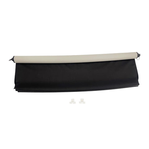 Partsflow beige sunshade for Cadillac SRX sunroof; black shade with beige roll and mounting clips