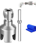 All In One PVC Pipe Thread Tool For Internal And External Threads Quick Tapping And Threading Pro Grade Fits One Half Inch And Three Quarter Inch Pipes Heavy Duty Alloy Build For Fast Installation And Repair, alloy thread tool with handle and cloth