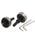 36mm Hole Saw Kit With 70mm Tool Holder And Spring Loaded HSS Twist Drill Bits Includes 2 Hole Saws 2 Hex Wrenches 2 Cases Pro Grade For Quick Holes And Durable Precision Cutting Model 99as546qo105, showing metal saws and hex wrenches on white background.