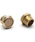 Two Pneumatic Exhaust Muffler G1/4 Brass Flat Type Silencers for Air Cylinders and Solenoid Valves, Sintered Bronze Breather Vent Filter