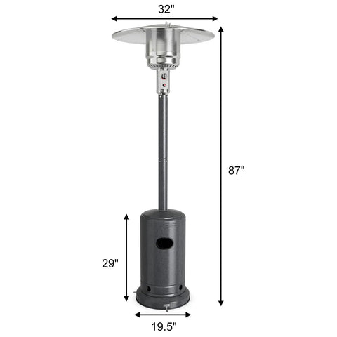 Outdoor Patio Heater With 50,000 BTU Propane Heater, Stainless Steel Burner, Wheels, And Triple Protection, Standing Metal Heater