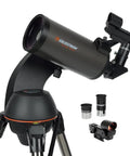 NexStar 90SLT Mak Totally Portable Computerized Telescope With Star Locating, gray mount, eyepieces, and gray accessory tray