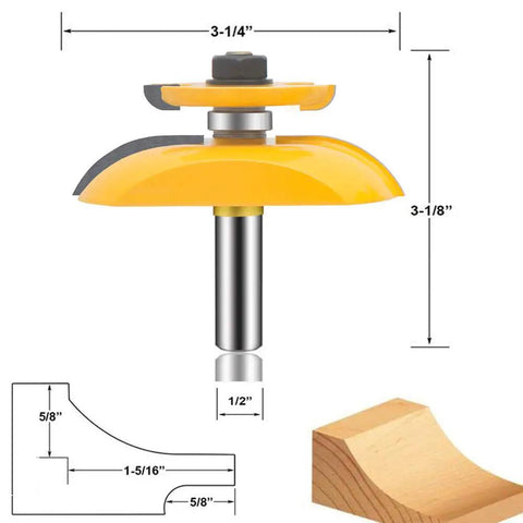 Three Piece Router Bit Set With Half Inch Shank For Round Over Cove And Raised Panel Cabinet Door Bits Rail And Stile Milling Pro Grade Carbide
