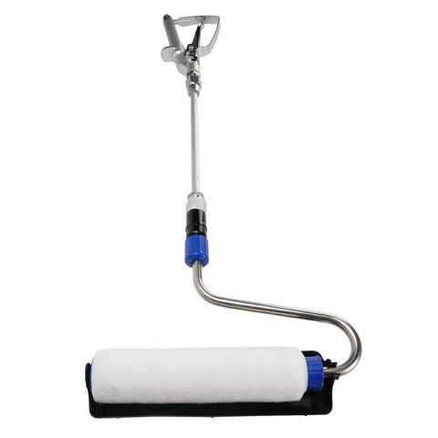Electric Paint Roller Plays Nice With Your Airless Sprayer For Auto Dispensing And Smooth As Butter Coats Built Tough With Aluminum For Stress Free Wall Projects. Stainless steel attachment with white roller.