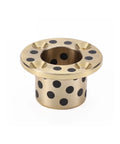 Heavy Duty Brass Graphite Oilless Bushing Self Lubricating Linear Thrust Flanged Sleeve with black dots, 20-50 mm bore size.