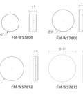 Dot 6In LED Round Flush Mount Light 3000K Warm White Stainless Steel 316 Marine Grade Finish Or Black Aluminum Finish, 120V No Driver Required, Easy Mount Ceiling Fixture dimensions comparison diagram
