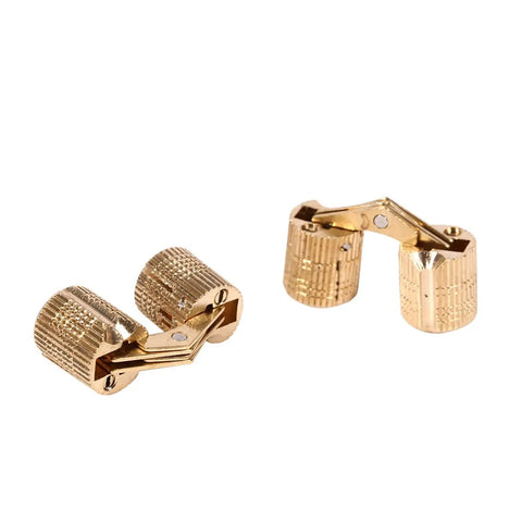 Heavy Duty 4 Pack Barrel Hinges For Cabinet Doors And Outdoor Gates Featuring Smooth As Silk Swing, gold metal finish, close-up view.