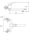 YHdtUO Kitchen Faucet Wall Mounted Single Handle Sink Rotating Hot and Cold Mop Pool Basin dimensions diagram.