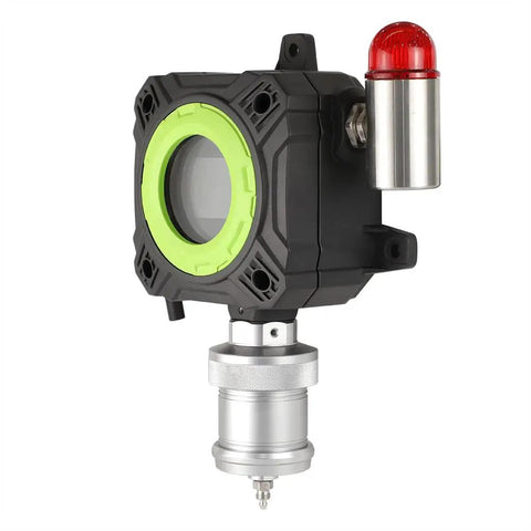 Durable Fixed Ethylene C2H4 Gas Detector Industrial Monitor with green frame and alarm light for gas leak detection.