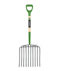 Ensilage Fork For Farm Use, Heavy Duty Manure And Bedding Fork With 10 Tines, 30 Inch Wood Handle And Poly D Handle Grip