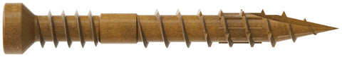 Top Shelf Low Profile Finish Trim Screws For Fast Carpenter Jobs Without The Protruding Head Hassle, tan wood screw with sawtooth tip.