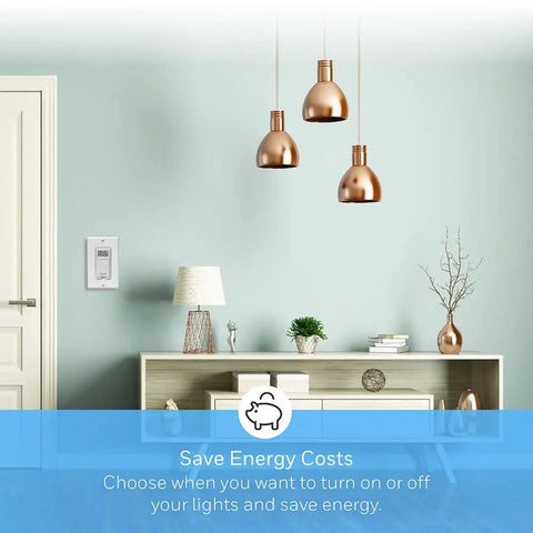 Room with 7 Day Programmable Light Switch Timer No Brainer For Home Automation With Auto On Off Scheduling Energy Saving Mode