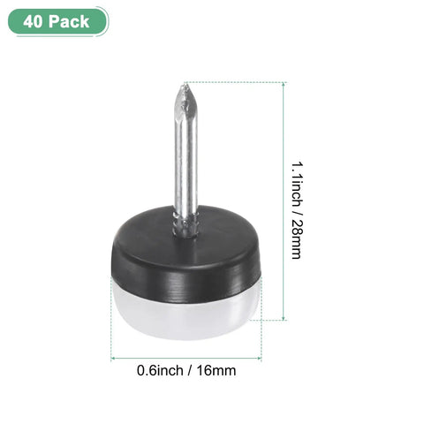 Tough As Nails 40 Pack Furniture Sliders Nail On Chair Leg Protectors For Wood And Hardwood Floors showing 0.6 inch wide nylon pad with marine grade steel nail.