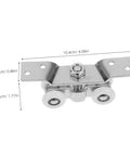 Front view of 2 Pack Heavy Duty Stainless Steel Sliding Door Rollers With Silent Nylon Wheels For Smooth Indoor Outdoor Track Operation with measurements