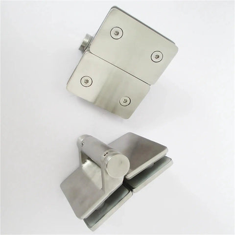 Premium Self Closing Spring Loaded Glass Door Hinge For Pool Fencing With Smooth Swing Control And Heavy Duty Steel Build For Slick Worry Free Mounting Today viewed from above and side.