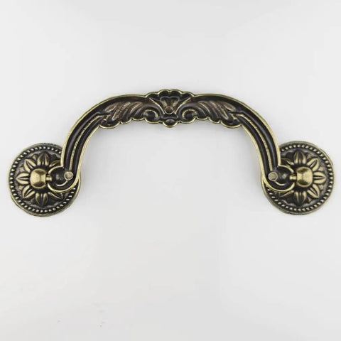 Snag This Ultra Slick Set Of Heavy Duty 5 Inch Vintage Drop Bail Cabinet Pulls Antique Bronze Zinc Alloy Dresser Hardware Rustic Kitchen Furniture Knobs 4 Pack, detailed view of antique bronze handle.