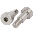Premium Grade Heavy Duty 304 Stainless Steel Hex Socket Shoulder Bolt Featuring Crisp M8 Threads And Rock Solid 10Mm Shaft 12Mm Length Designed For Dead Simple Assembly And Daily Garage Tasks Pack Of Five close up view of two stainless steel bolts