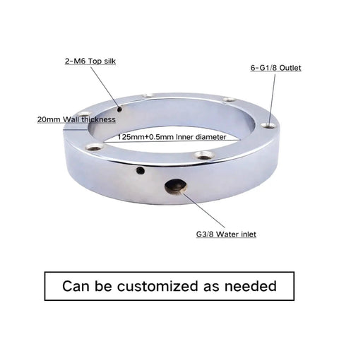 Keep Your Machine Running Smooth With This Heavy Duty CNC Spindle Cooling Ring Featuring 360 Degree Water Spray High Pressure Coolant Flow Clears Iron Chips Fast To Keep Your Rig Ice Cold Today. Detailed angle showing 20mm wall thickness and G1/8 outlet.