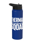 Blue insulated stainless steel water bottle for sailplane pilots and glider fans, perfect for club days and soaring sessions.