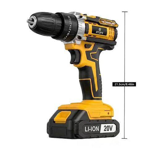 Rock Solid 20V Cordless Impact Drill Kit Featuring Knockout Power And Variable Speed Settings 18 Plus 1 Torque Adjustments Compact Build with battery and charger.