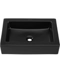 22-Inch Ceramic Rectangle Vessel Sink Matte Black Sick Matte Finish For Above-Counter Install, Scratch-Resistant Non-Porous Ceramic
