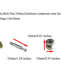 Heavy Duty Furniture Cam Lock Connectors With Flat Back Dowel Pins Knock Down Hardware Kit For Drawers Cabinets And Dressers Built Badass For Any Room Rock Solid Grip In 11 Sets, 35mm bolt and 14x16mm fittings.