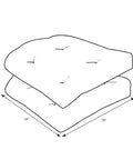 Diagram of Tropique Peridot Tufted Round Edge Outdoor Indoor Seat Cushions Set Of Two 19 By 19 Inches, showing dimensions and tufting.