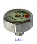 Close-up of Twin Pack PCP Paintball High Pressure Pump Gauge 1 Inch Mini Air Gauge M8x1 Thread 40MPa 400Bar 6000 PSI