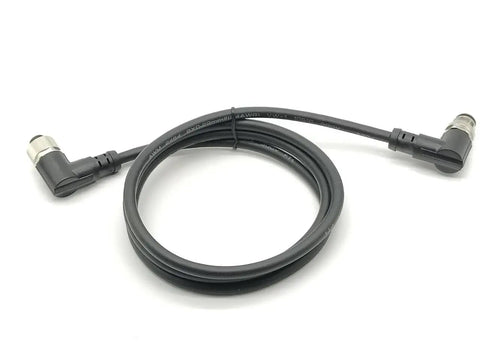 8 Pin M12 Right Angle Connector Cable With A Coding 1 Meter Length AWG22 M12 Male To Female for industrial applications.