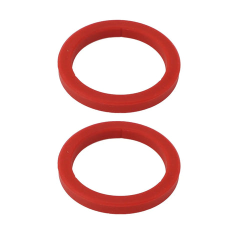 Two Pack E61 Silicone Group Gasket For 8mm Portafilter Seal Replacement Fits Most Modern Espresso Machines Grouphead Great For Gaggia Makers BPA Free Easy Install And Prevents Cracks And Leaks, shown here are two red round gaskets.