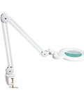 XL Bifocals 1200 Lumens LED Magnifying Lamp With Clamp, 6 Inch Lens, adjustable arm, shown attached to a desk