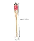 Side view of 2 Pack Faux Bamboo Tiki Torches Outdoor Decor For Backyard Handmade Bamboo Torch Lights with measurements.