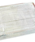 Stainless Steel Mesh Parts Washing Basket With Double Locking Lid For Secure Storage And Deep Cleaning, Rust Resistant Heavy Duty Organizer Tray For Workshops And Garages, 13.5 x 10.5 x 3 In.